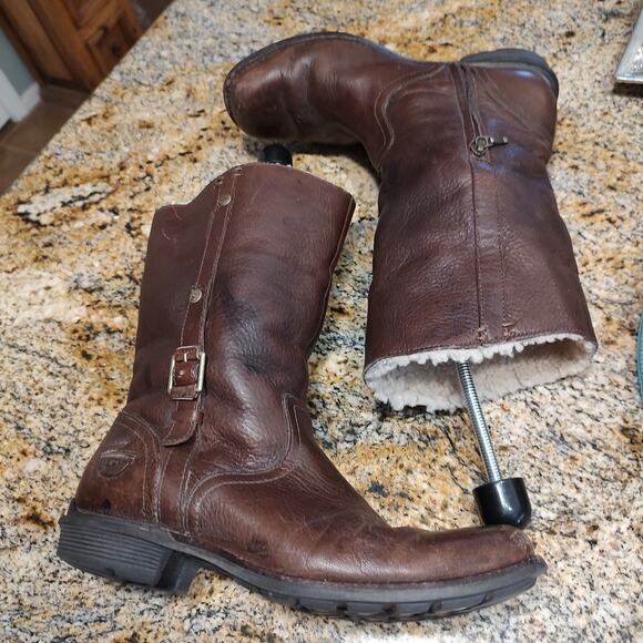 UGG Australia Bellevue Women Brown Leather Sheepskin Lined Boots 5745 Size US 9 - Picture 6 of 11